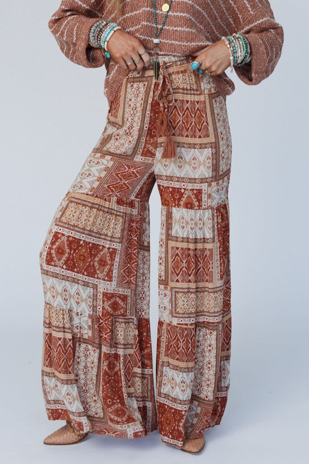 Aztec Tiered Palazzo Pants - Eolante Clothing