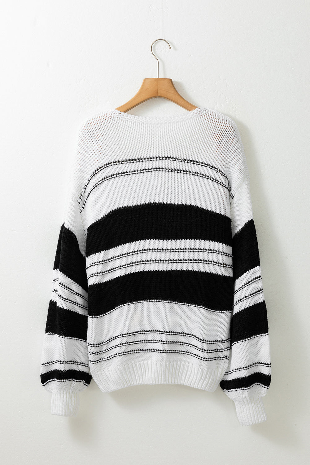 Puff Striped Sleeve in Knit Sweater - Eolante Clothing