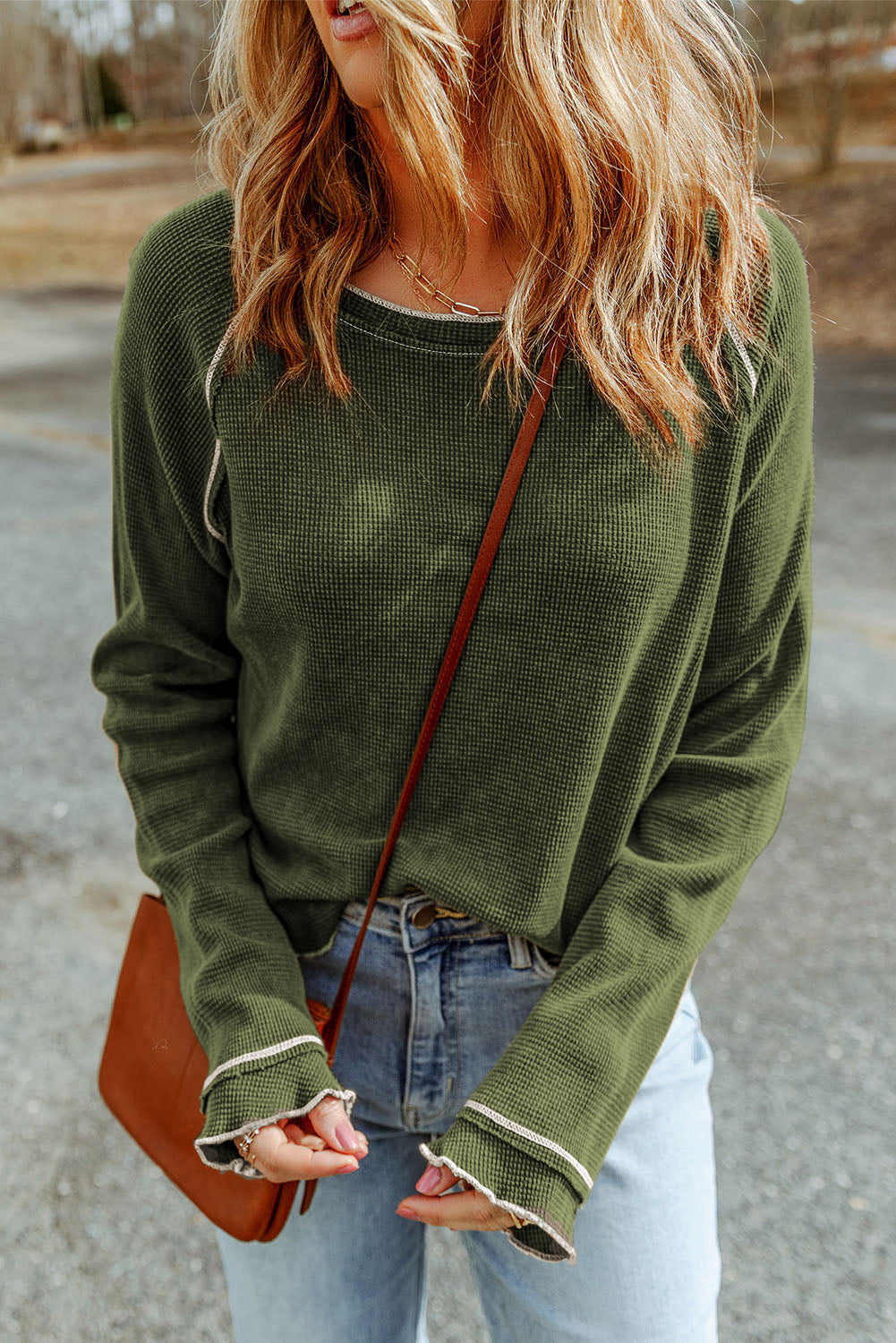 Textured Long Sleeve Top - Eolante Clothing