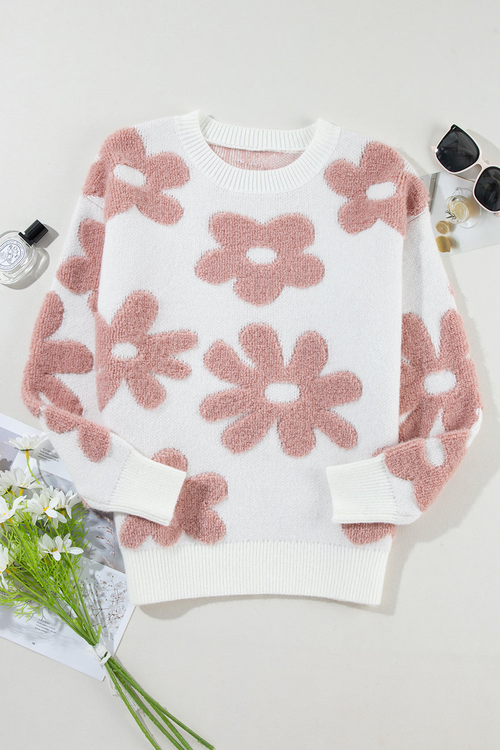 Loose Floral Sweater - Eolante Clothing