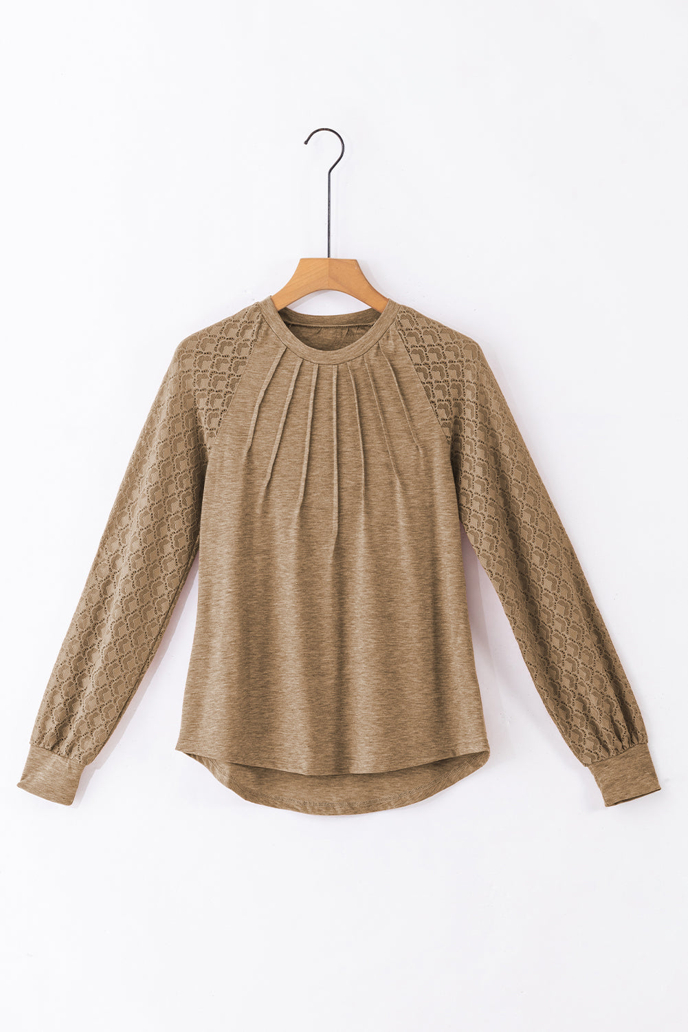 Contrast Lace Raglan Sleeve Top - Eolante Clothing