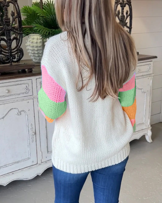 Floral Colorblock Sleeve Sweater