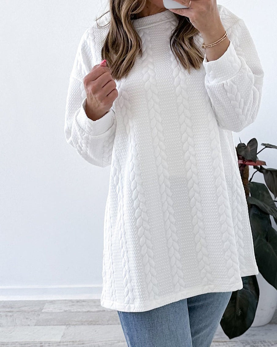 Cable Textured Long Sleeve Top - Eolante Clothing