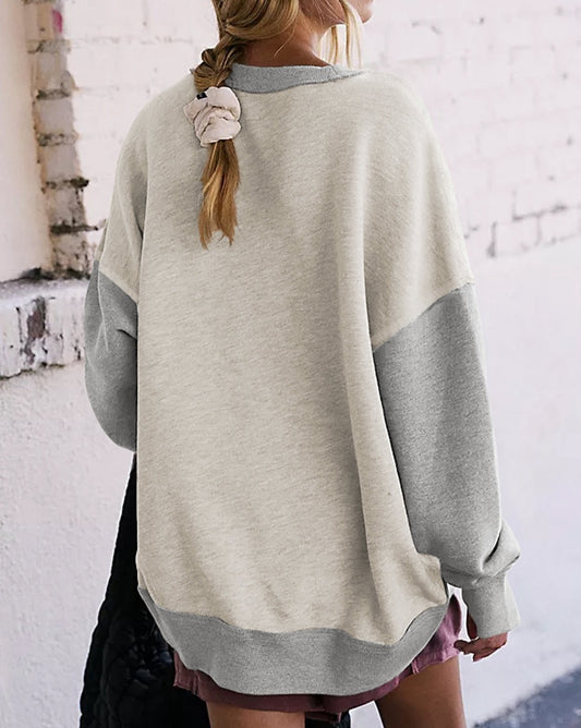 Colorblock Thumbhole Sleeve Sweatshirt