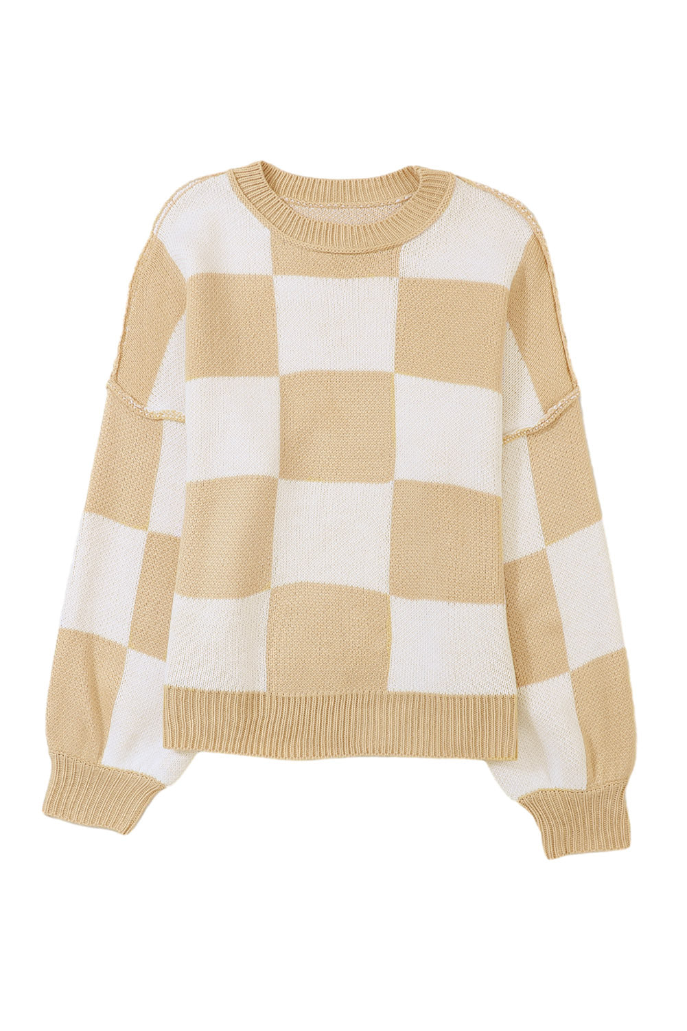 Checkered Sleeve Sweater - Eolante Clothing