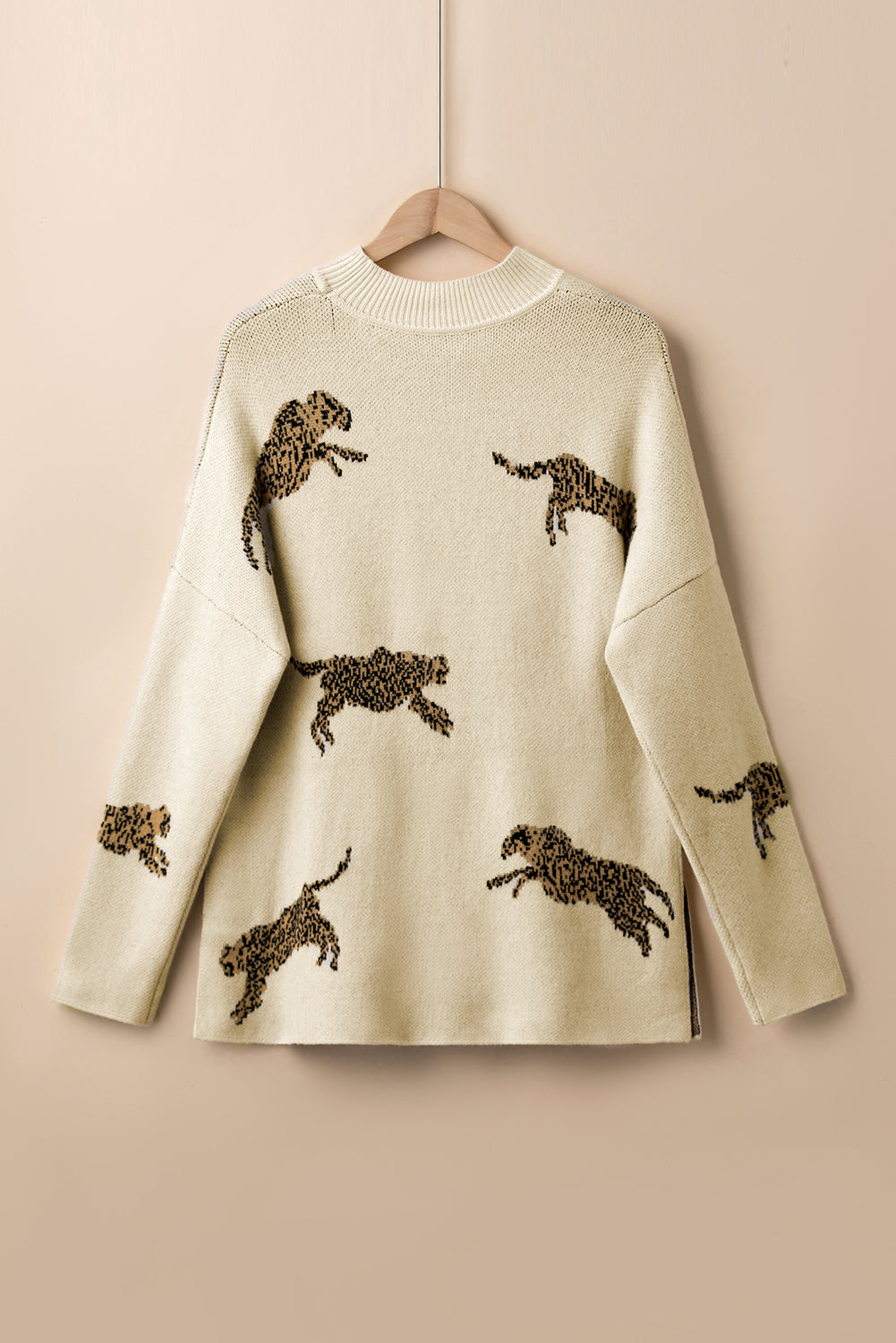 High Neck Cheetah Sweater - Eolante Clothing