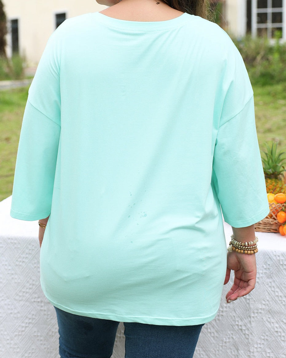 Colorblock Star Patch Tunic Plus Size Top - Eolante Clothing