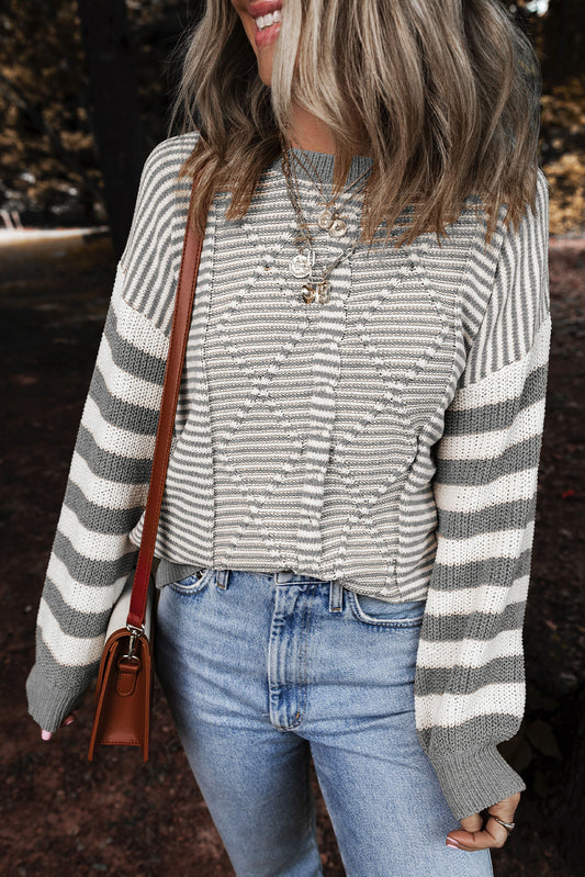 Stripe Geometric Textured Sweater