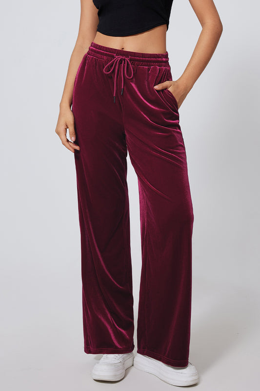 Drawstring Waist Wide Leg Pants