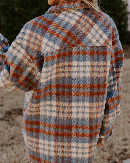 Plaid Turn Down Collar Shacket