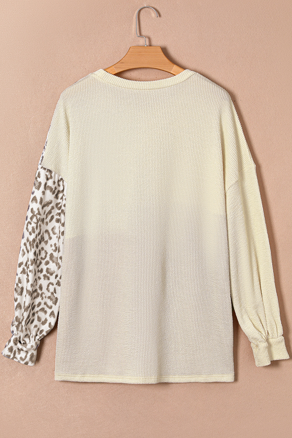 Ribbed Leopard Splicing Plus Size Top - Eolante Clothing