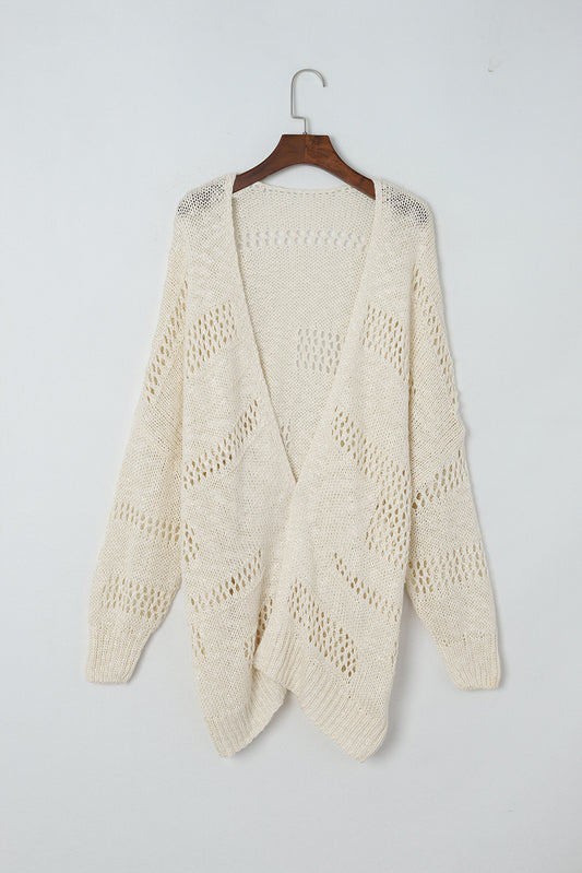 Hollowed Knit Dolman Sleeve Cardigan