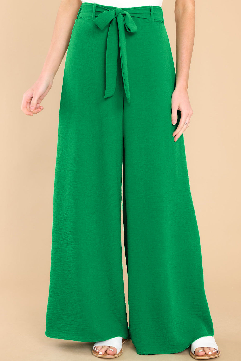 Loops Belted Wide Leg Pants - Eolante Clothing