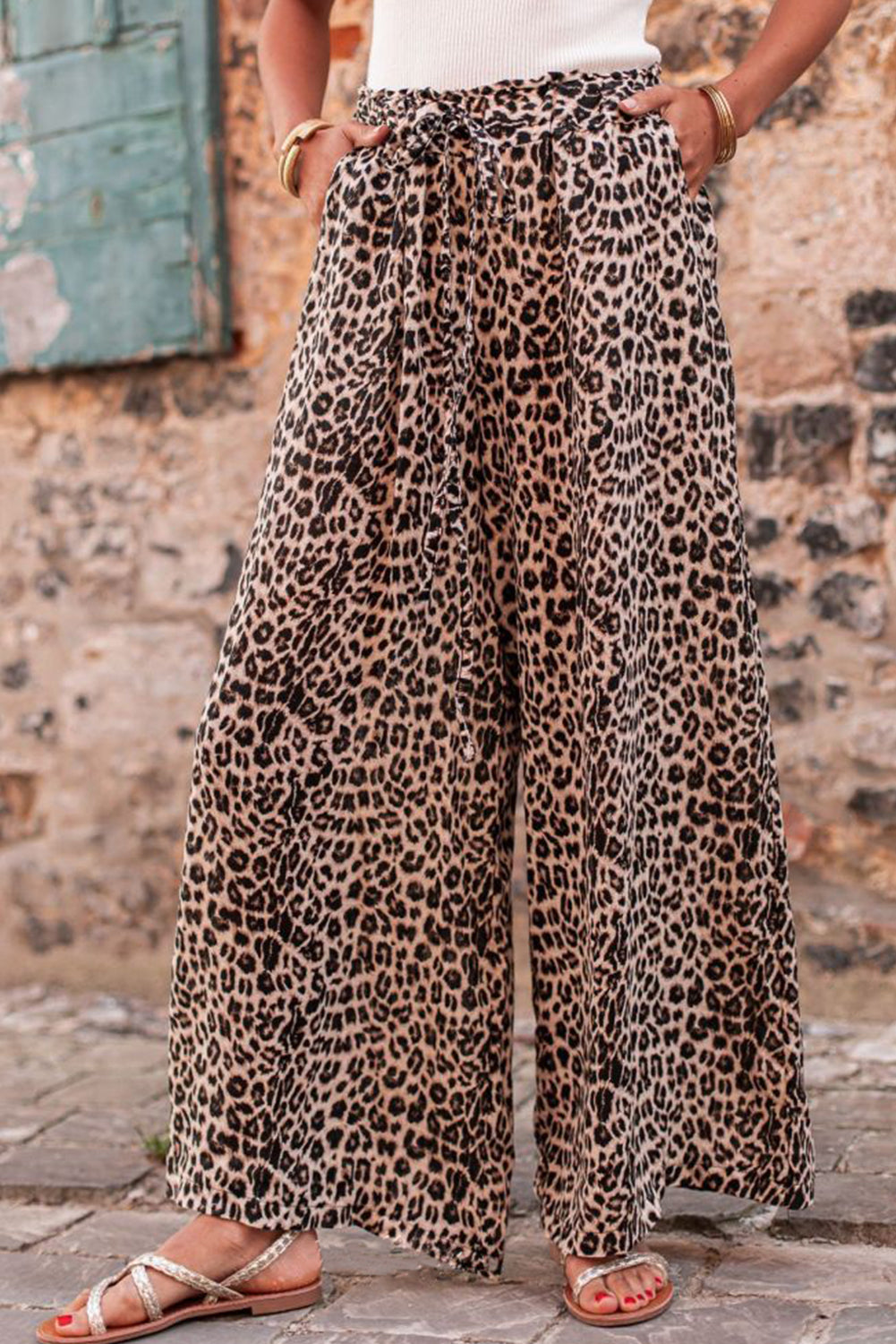 Leopard Wide Leg Pants - Eolante Clothing