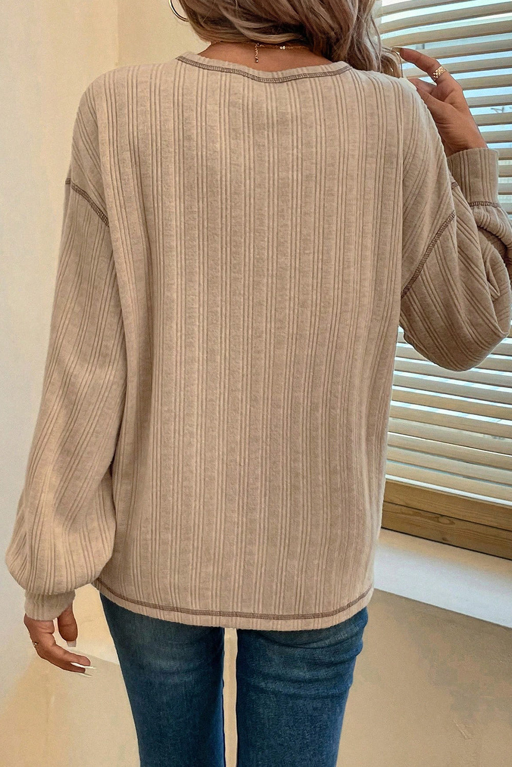 Textured Knit Loose Top - Eolante Clothing