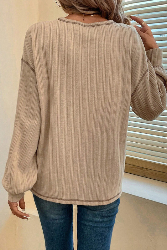 Textured Knit Loose Top - Eolante Clothing